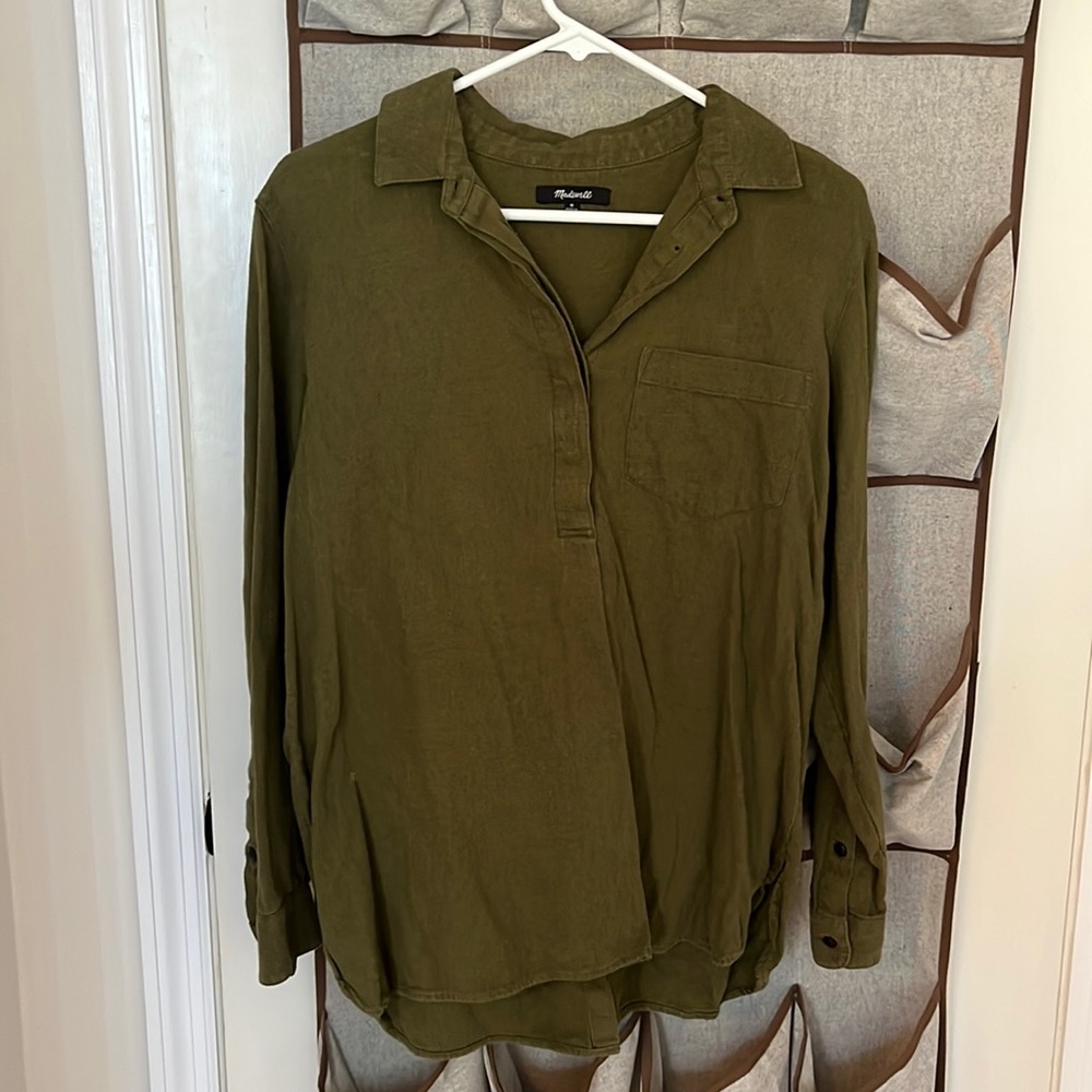 Madewell Half Button Flannel Long Sleeve